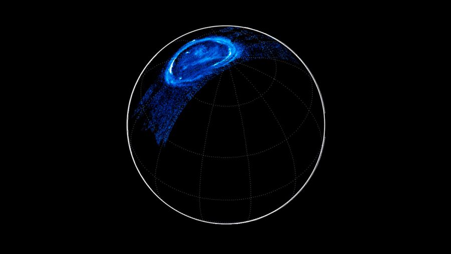 Una aurora boreal en Júpiter vista a través de los filtros de la sonda Juno