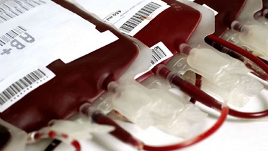 Bolsas con sangre donada