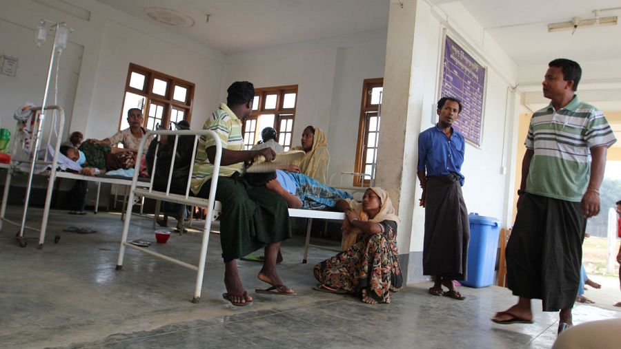 La clínica situada en campamento de desplazamiento a las afueras de la ciudad de Sittwe