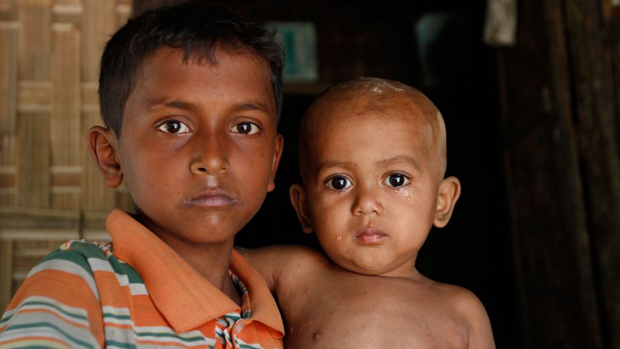 Niños rohingya en Buthidaung, en el norte del estado de Rakhine