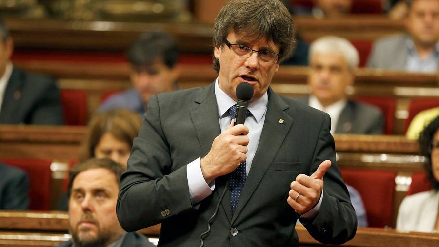 Puigdemont, en el Parlament de Cataluña.