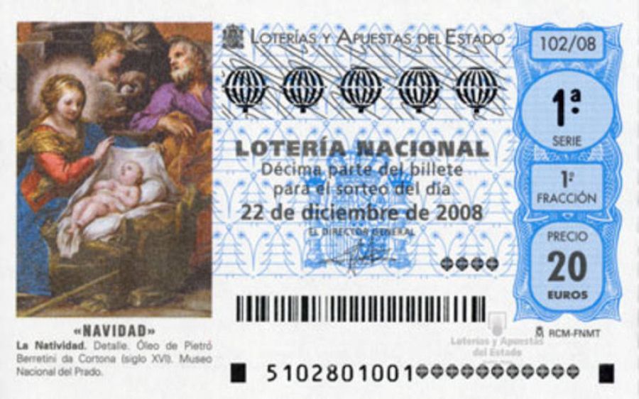 Decimo de Lotería de Navidad de 2008