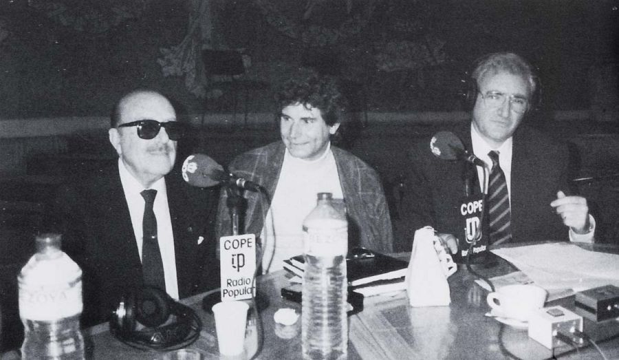 Luis Del Olmo, con dos grandes, Matías Prats y Jesús Quintero