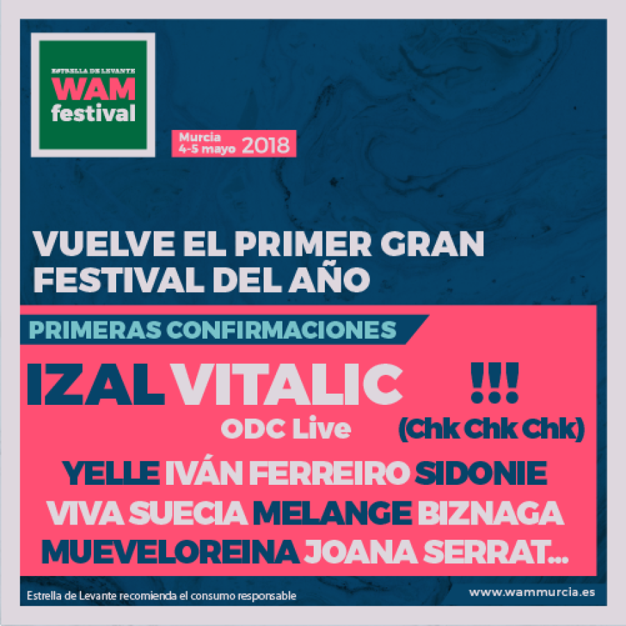 Cartel con los 11 primeros nombres de la segunda edición del WAM