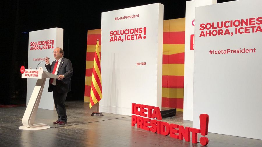 Miquel Iceta, en el acto electoral en el Teatre Can Palots de Canovelles ante más de 500 personas