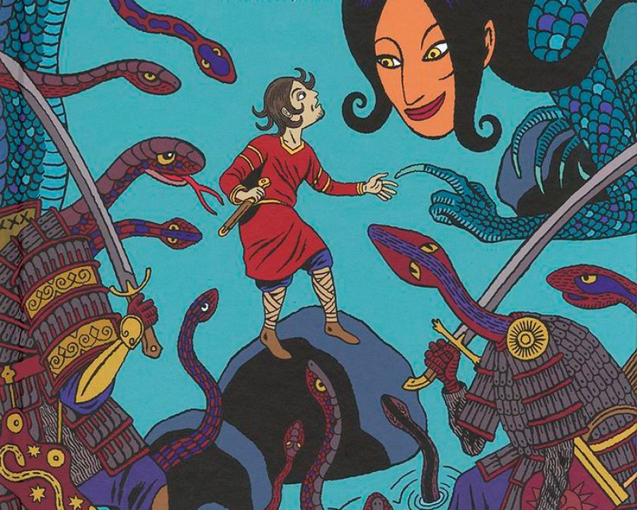 Fragmento de una ilustración de 'Hâsib y la reina de las serpientes'