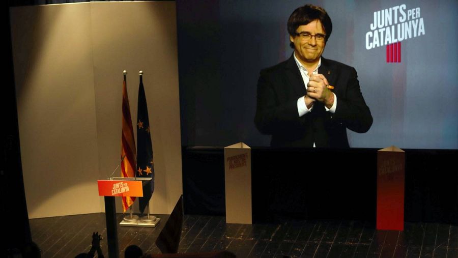 Puigdemont participa por videoconferencia en campaña