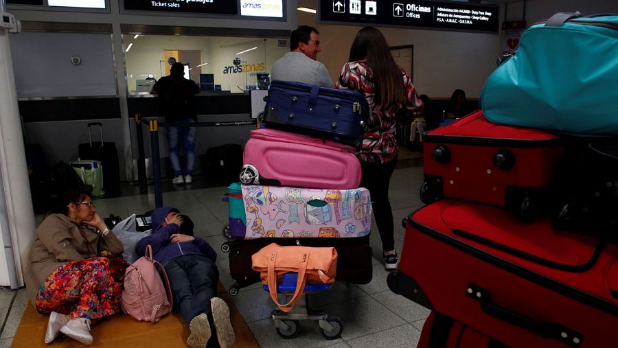 El aeropuerto de Jorge Newbery durante la jornada de huelga general