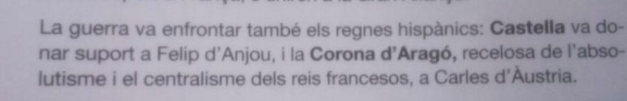 Entrecomillado referente a la Guerra de Sucesión en uno de los libros de texto analizados / AMES
