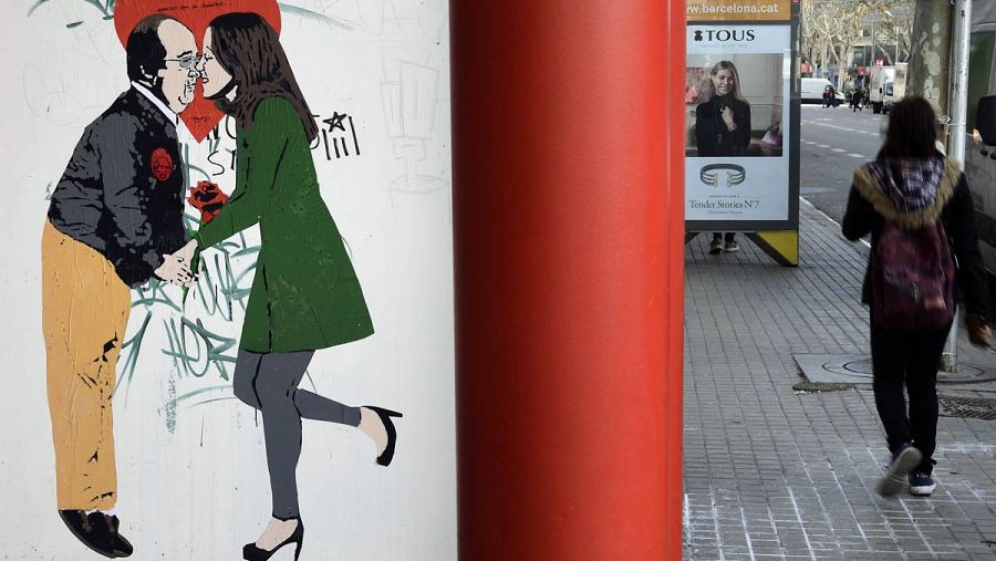 Arte urbano en Barcelona con Iceta y Arrimadas como protagonista (AFP)