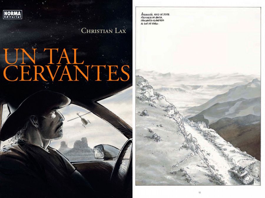 Portada y página de 'Un tal Cervantes'