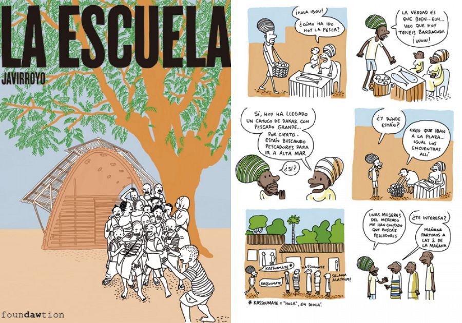 Portada y página de 'La escuela'