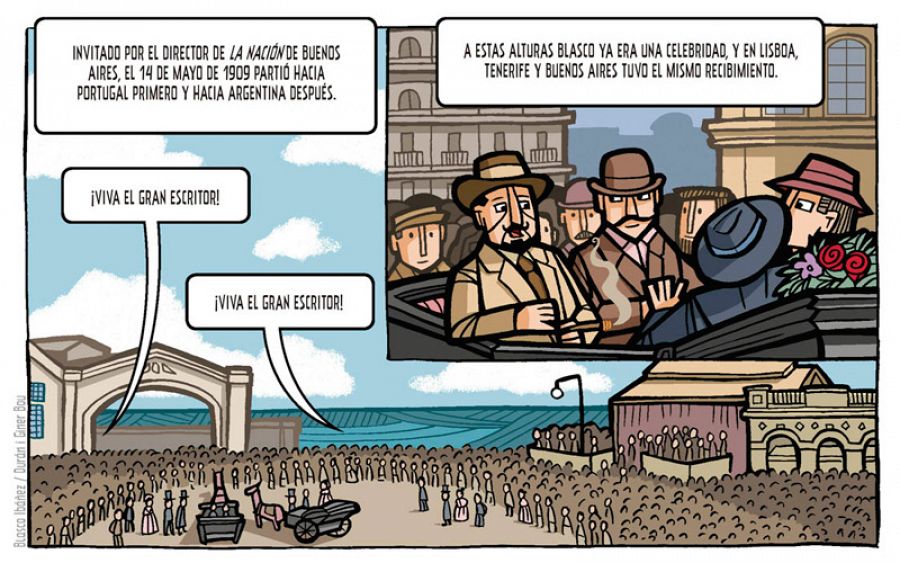 Viñetas del cómic 'Vicente Blasco Ibáñez: Una vida apasionante'