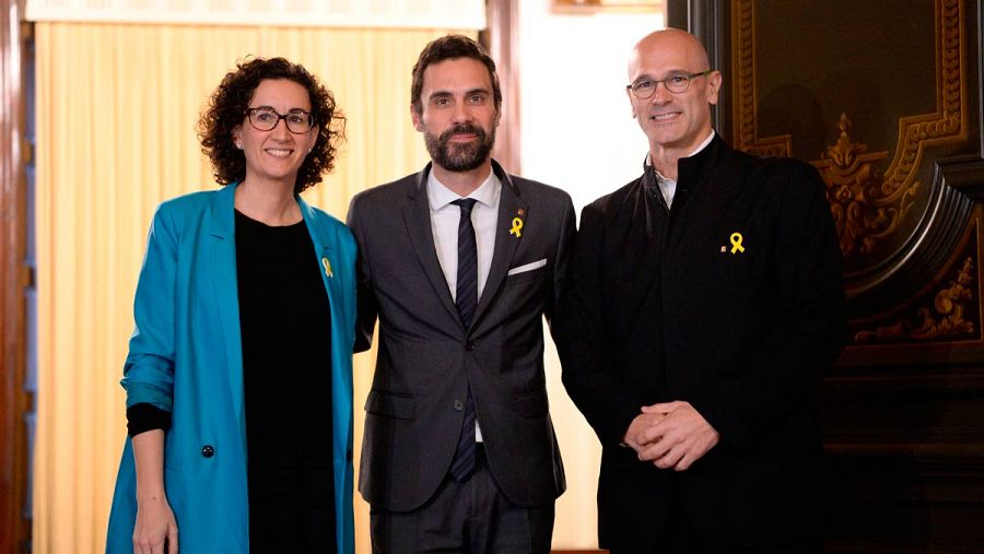 Torrent recibe a los representantes de ERC: Marta Rovira y Raül Romeva