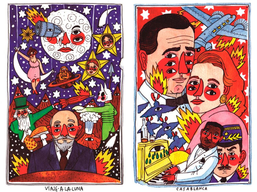 Ilustraciones del libro '100 películas sin las que no podría vivir'