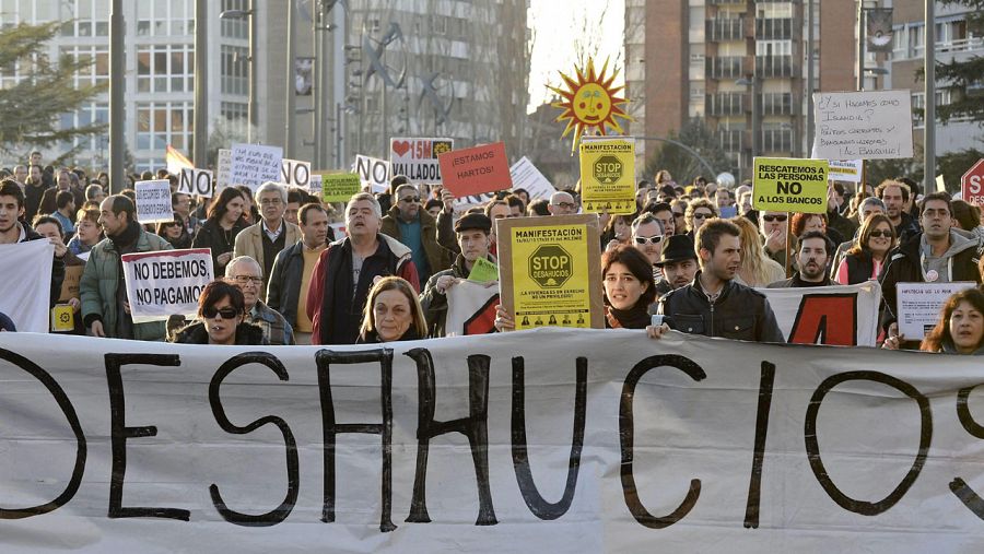 Manifestación en Valladolid contra los desahucios (foto archivo)