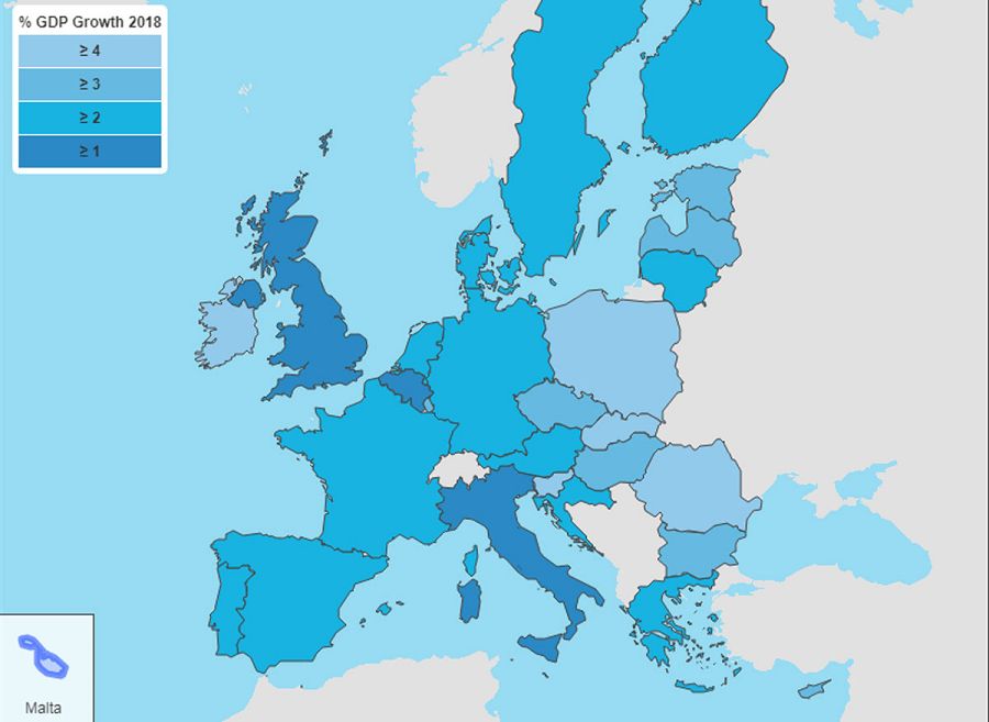 Previsión de crecimiento del PIB en la UE