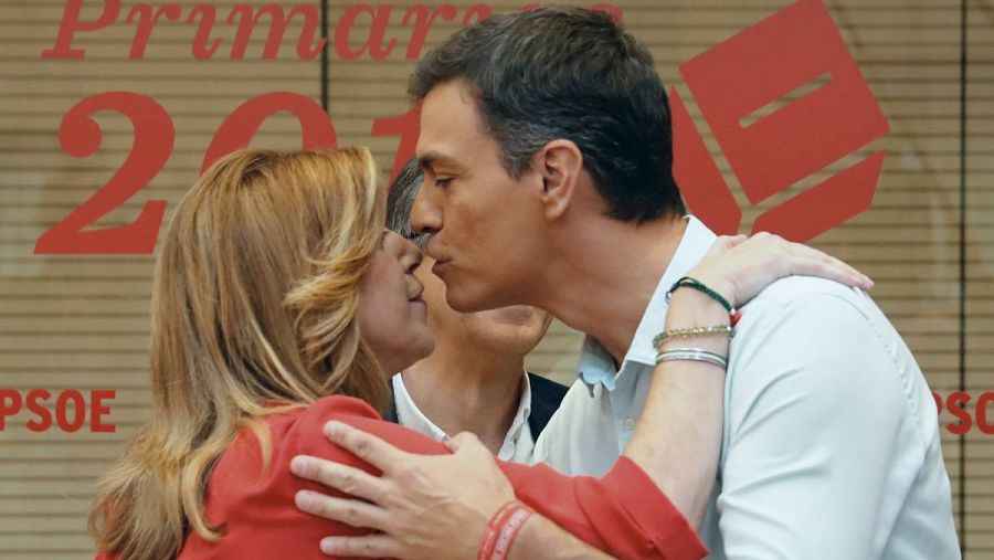 Pedro Sánchez y Susana Díaz, durante las primarias de 2017.
