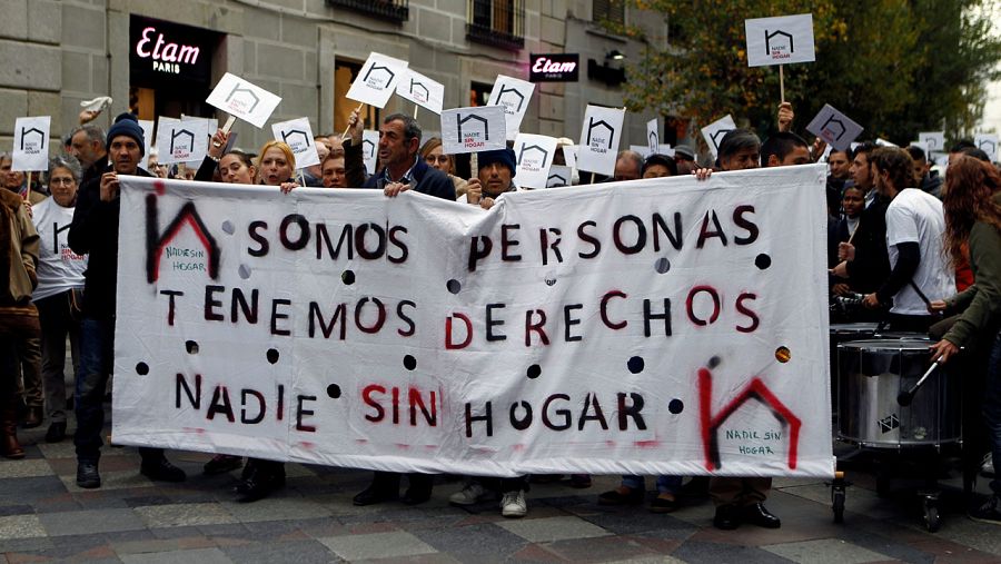 Fotografía de archivo de una manifestación a favor del derecho a la vivienda en Madrid en noviembre de 2017