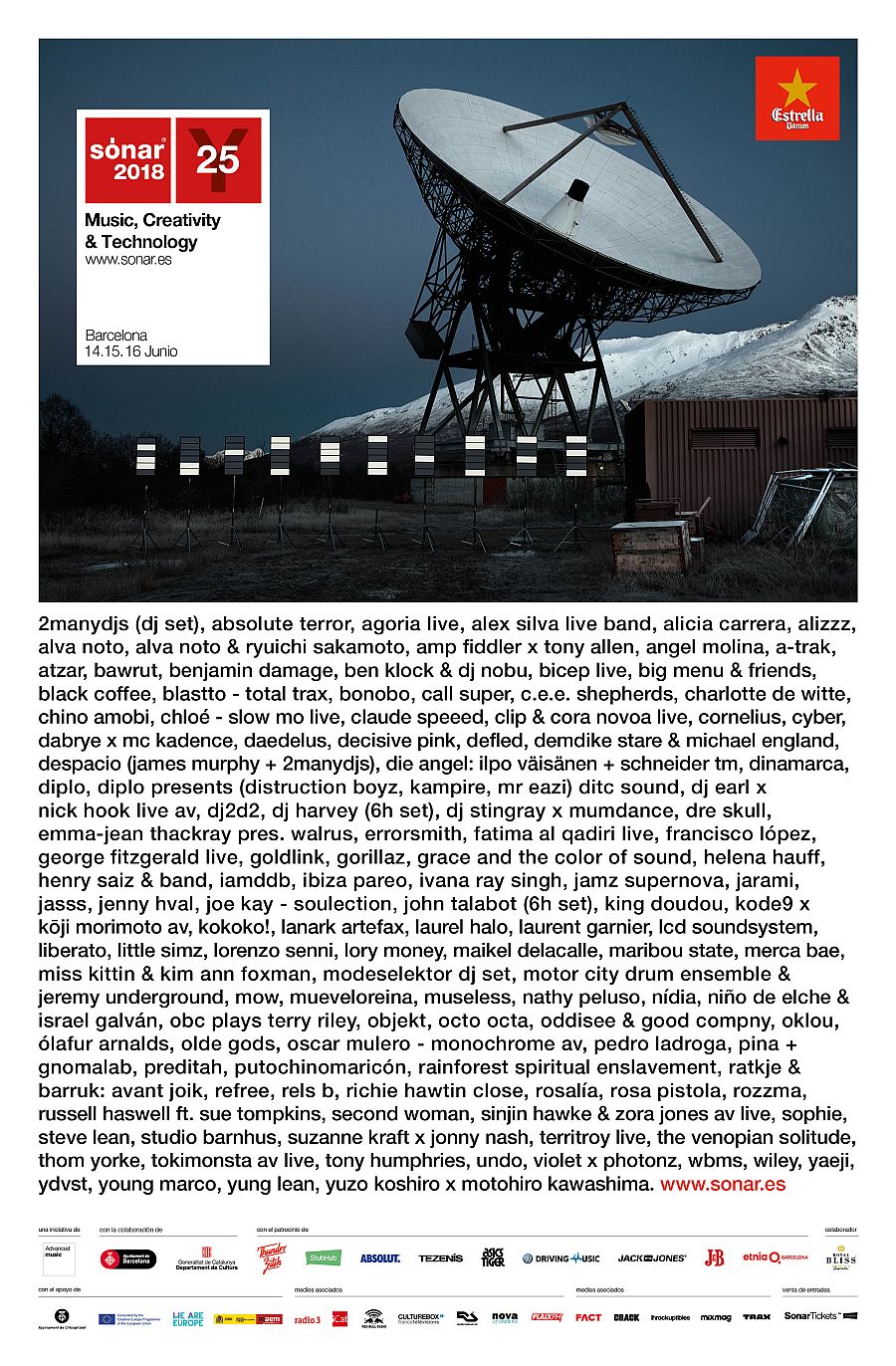 Cartel completo de la edición 25º aniversario de Sónar Barcelona