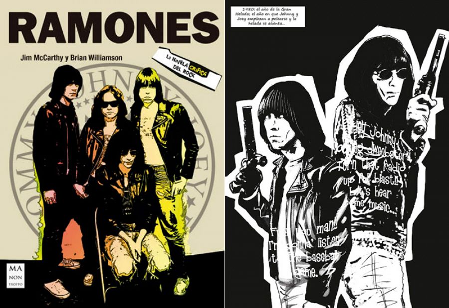 Portada y página de 'Ramones. La novela gráfica'