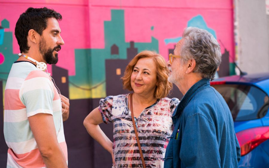 Fernando Colomo con Paco León y Carmen Machi
