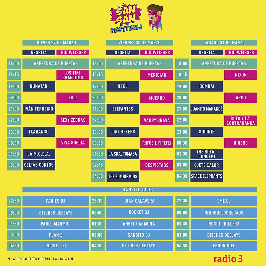Horarios del quinto aniversario del festival Sansan