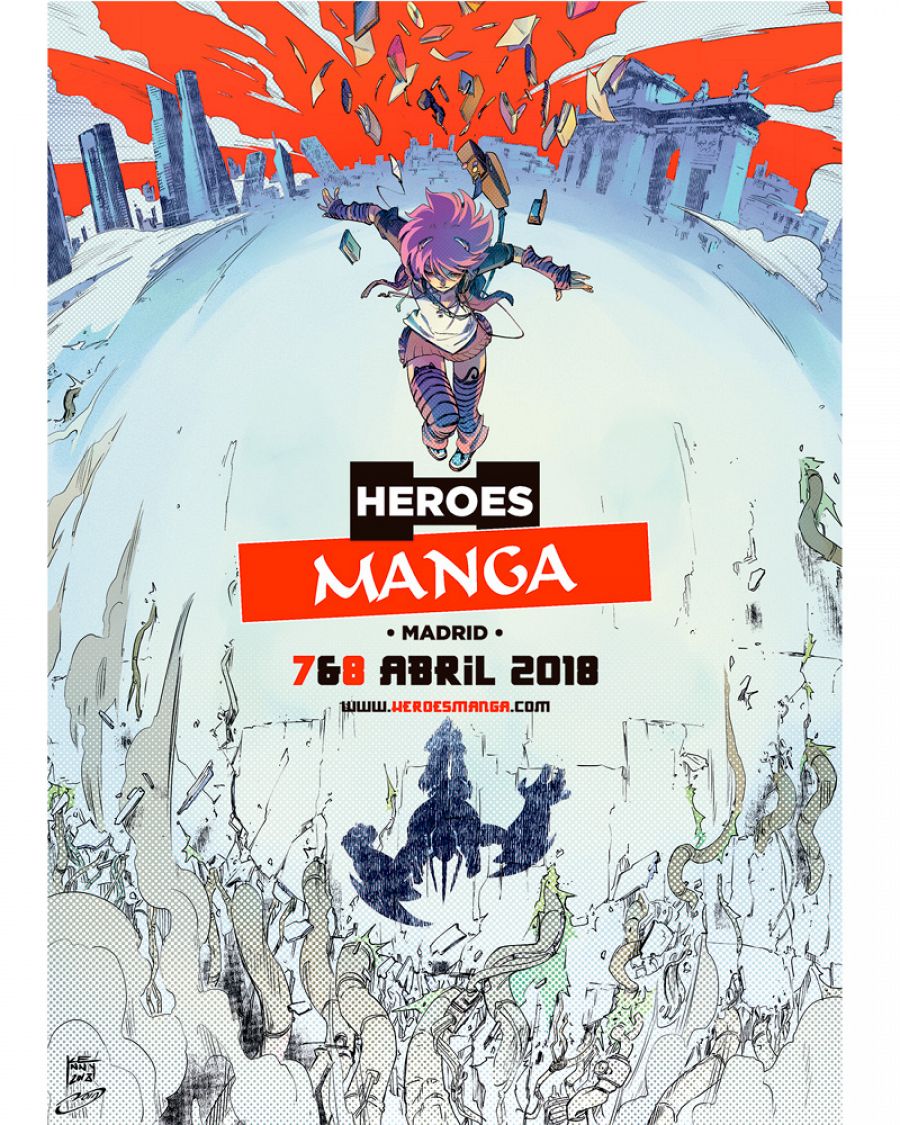 Cartel de Heroes Manga Madrid 2018, de Kenny Ruiz y Noiry