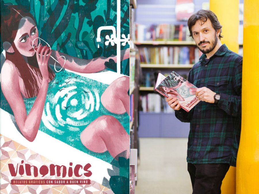 Portada de 'Vinómics' y el coordinador del proyecto, Raúl Deamo, fotografiado por Mariona Villavieja