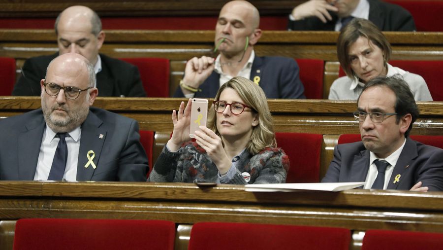 Los diputados de JxCat Eduard Pujol, Elsa Artadi y Josep Rull