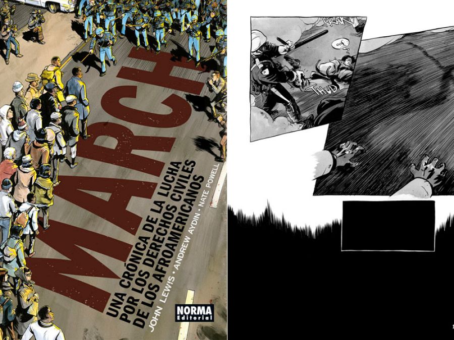 Portada y página de 'March'