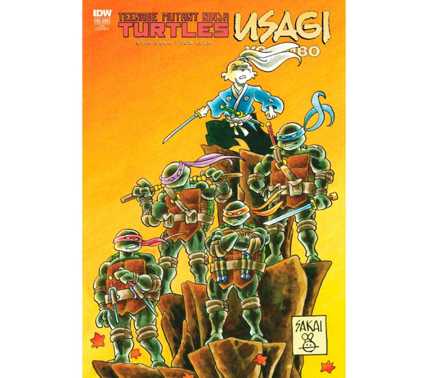 Portada de la versión americanca de 'Usagi Yojimbo & las Tortugas Ninja'