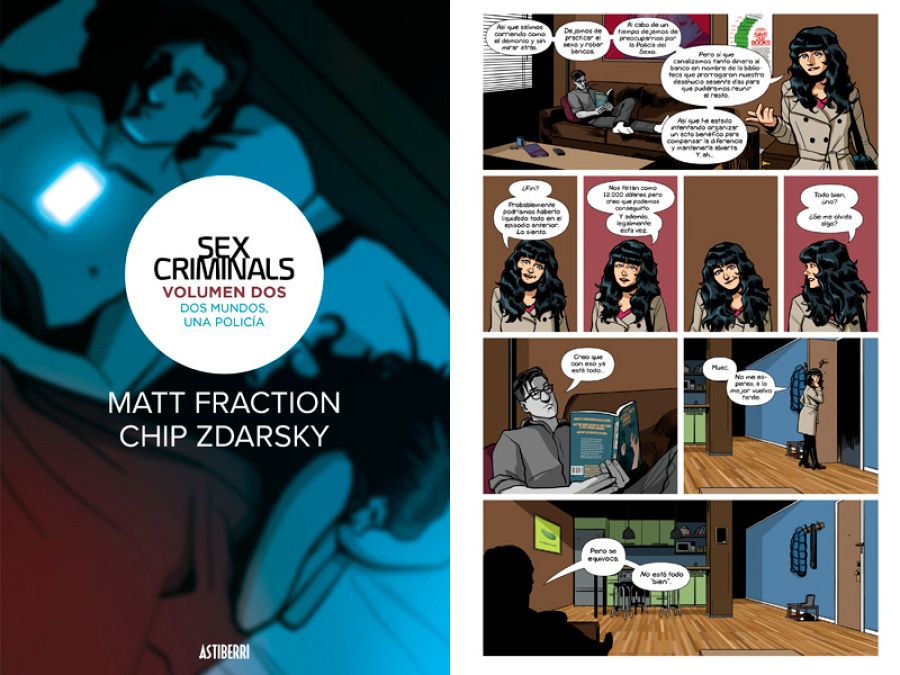 Portada y página del segundo tomo de 'Sex criminals'