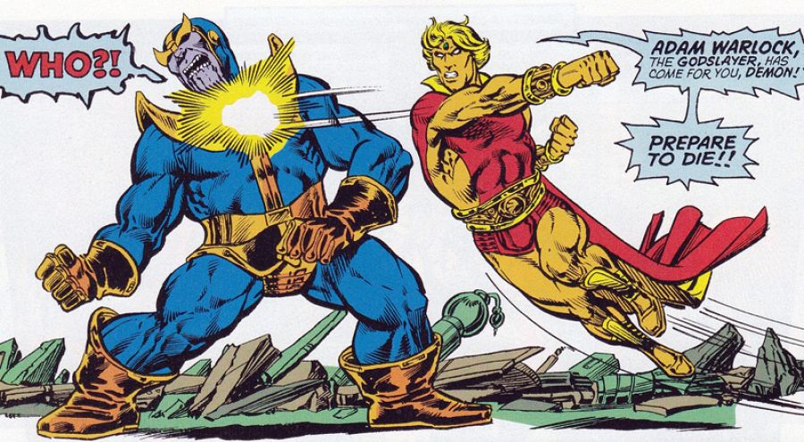 Thanos y Warlock dibujados por Jim Starlin