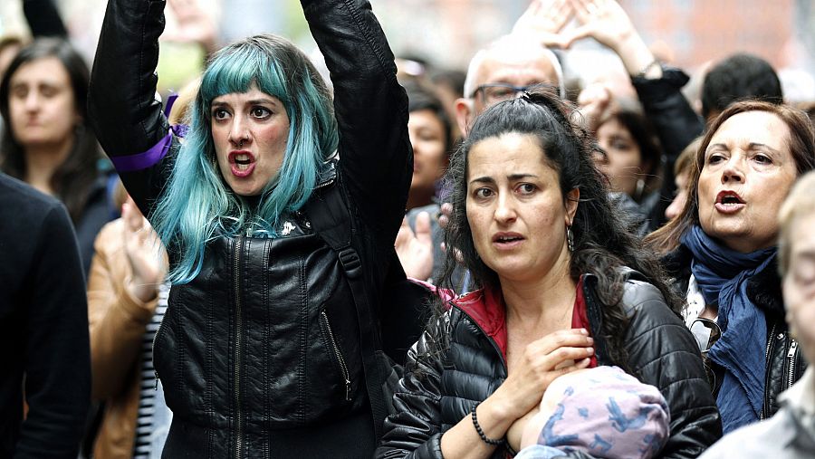Miles de personas protestas por segundo diá consecutivo en Bilbao por la sentencia de 'La Manada'