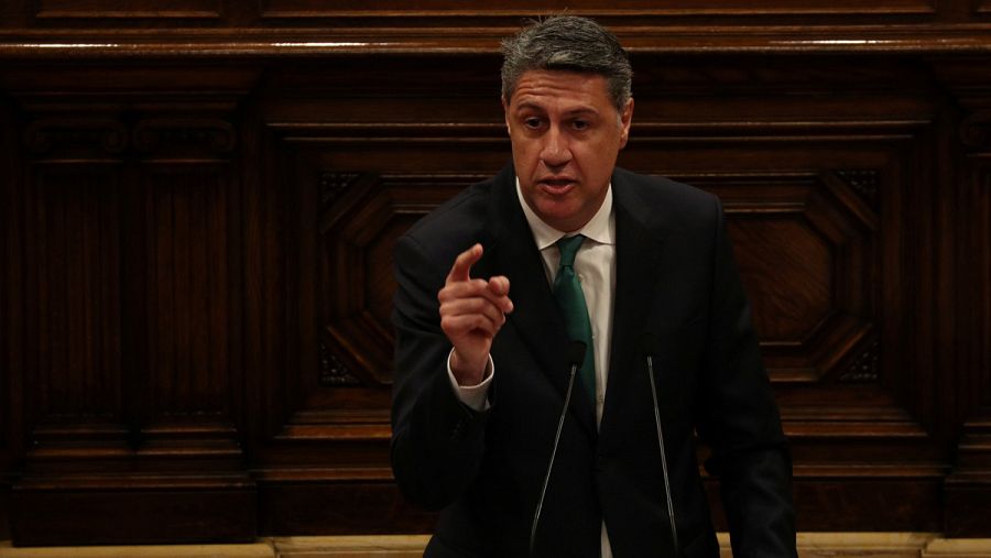 El portavoz del PP, Xavier García Albiol, durante su intervención.