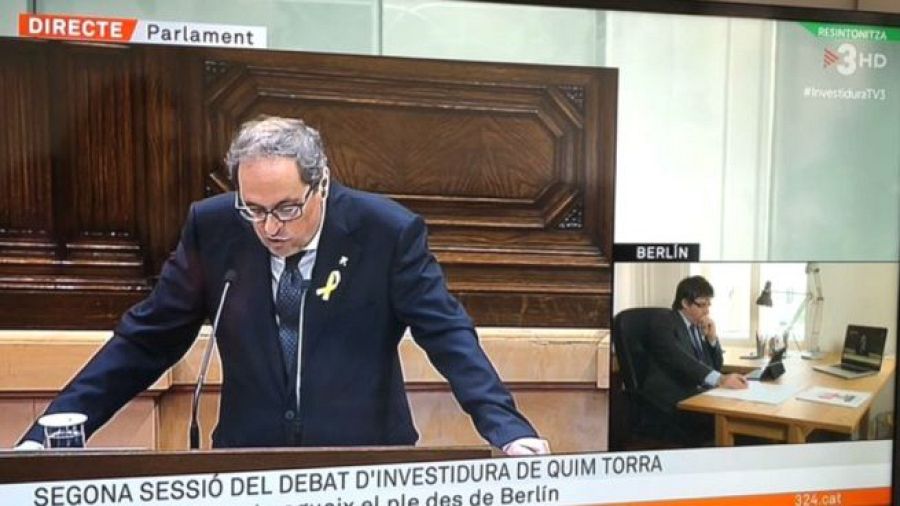 Imagen de TV3 durante el pleno de investidura de Torra (TWITTER)