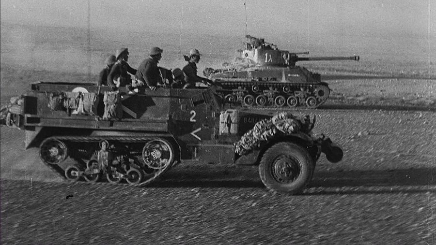 Un tanque israelí en plena guerra por la independencia de Israel