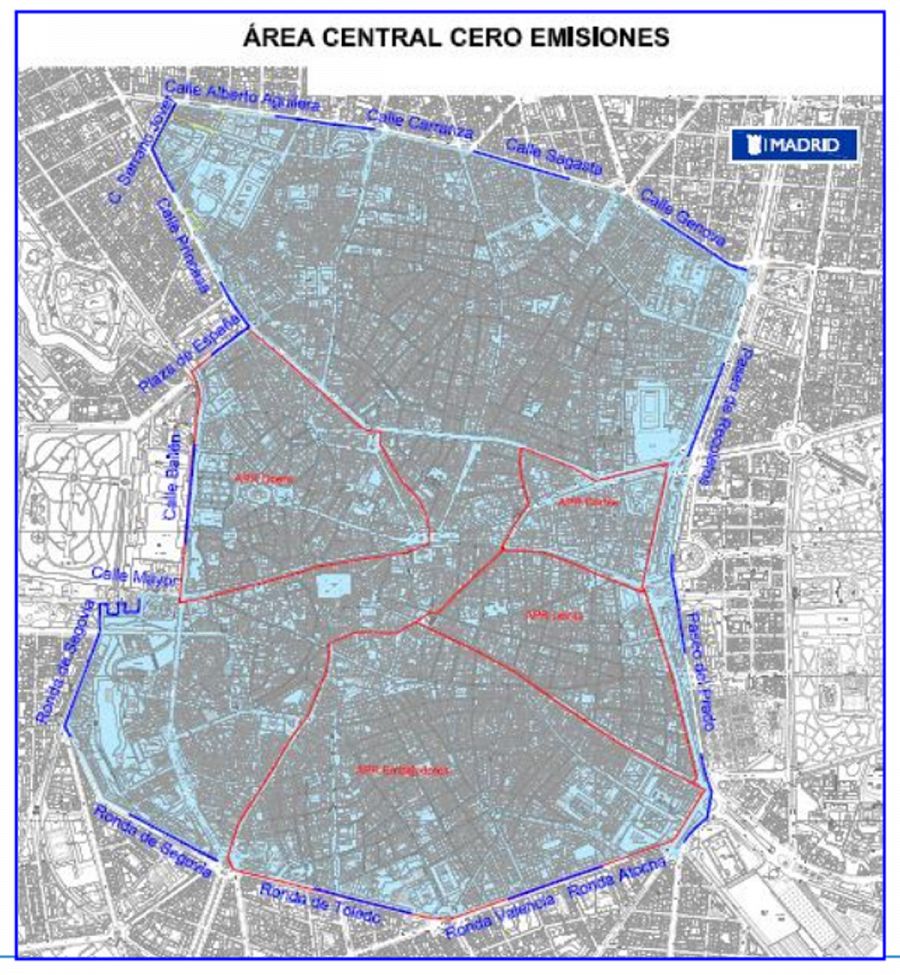 El área 'Madrid Central' en un mapa del Plan A de Calidad del Aire del Ayuntamiento de Madrid