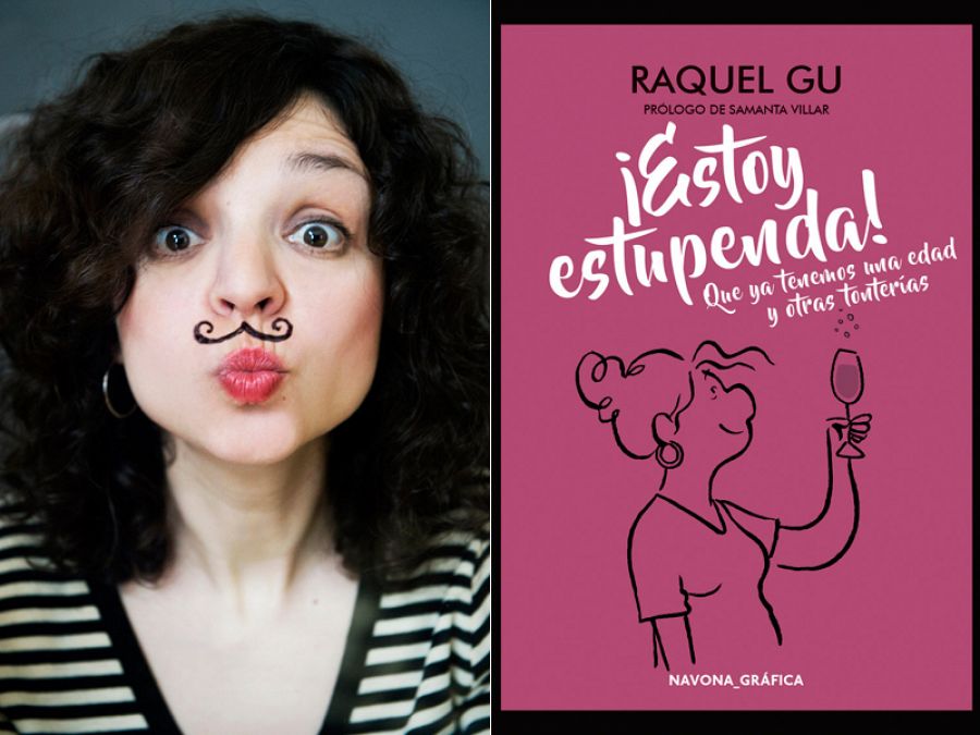Raquel Gu retratada por Noemí Elias y la portada del libro