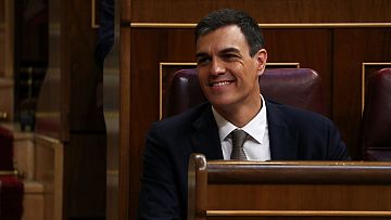 El líder del PSOE, Pedro Sánchez, durante el debate de la moción de censura en el Congreso
