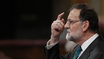 El presidente del Gobierno, Mariano Rajoy, durante su intervención en el debate de la moción de censura