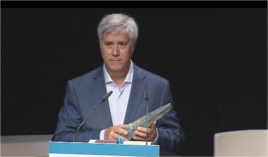 Pere Buhigas, director y presentador del programa 'Lab24', durante la entrega de los Premios Connexió