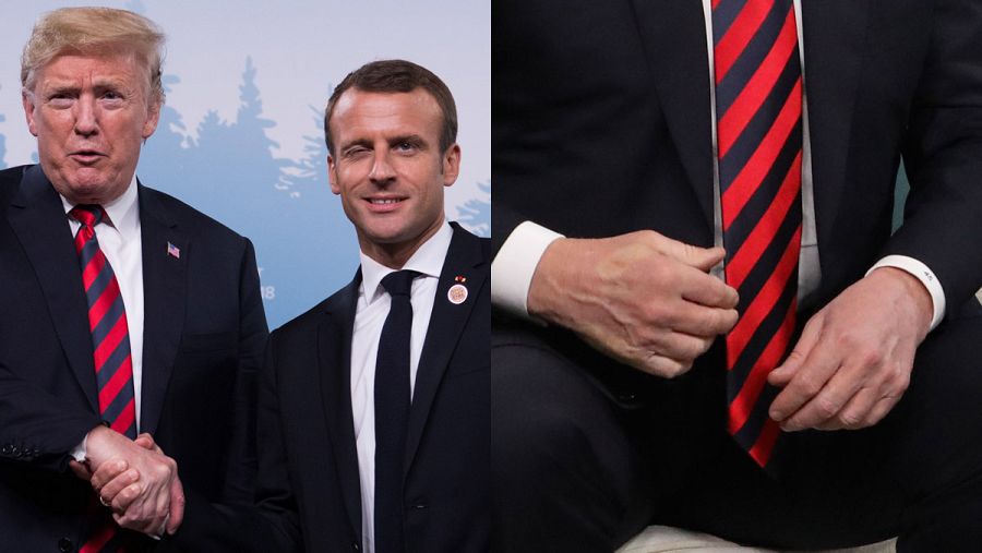 El firme apretón de manos entre Trump y Macron deja el dedo del presidente francés grabado en la mano del mandatario estadounidense