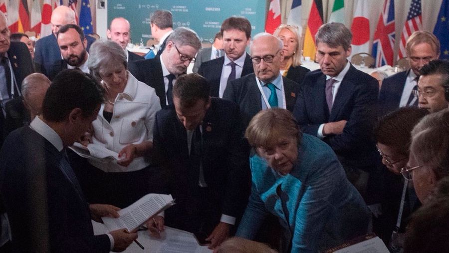 Imagen del G7 difundida por el equipo de Giuseppe Conte