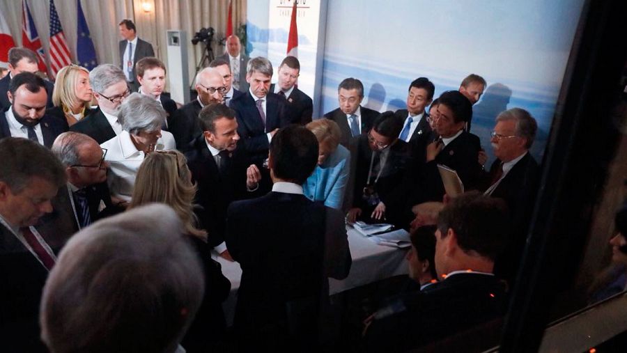 Imagen del G7 difundida por el equipo de Macron