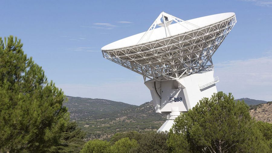 Vista de la antena de espacio profundo que la ESA tiene en Cebreros (Ávila).