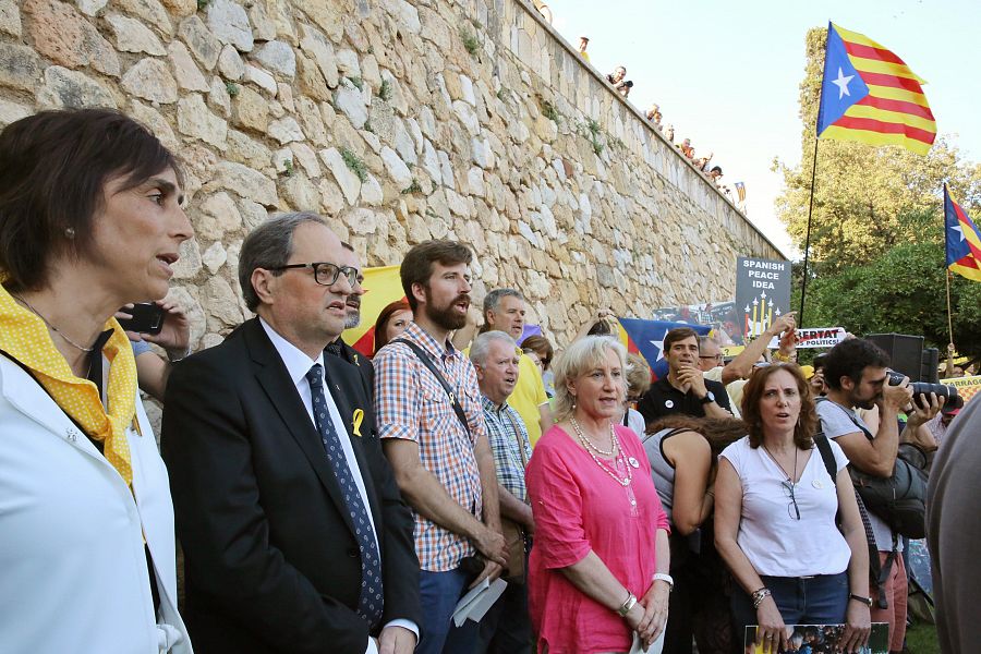 Torra, en la concentración de protesta convocada contra la presencia del rey en Cataluña