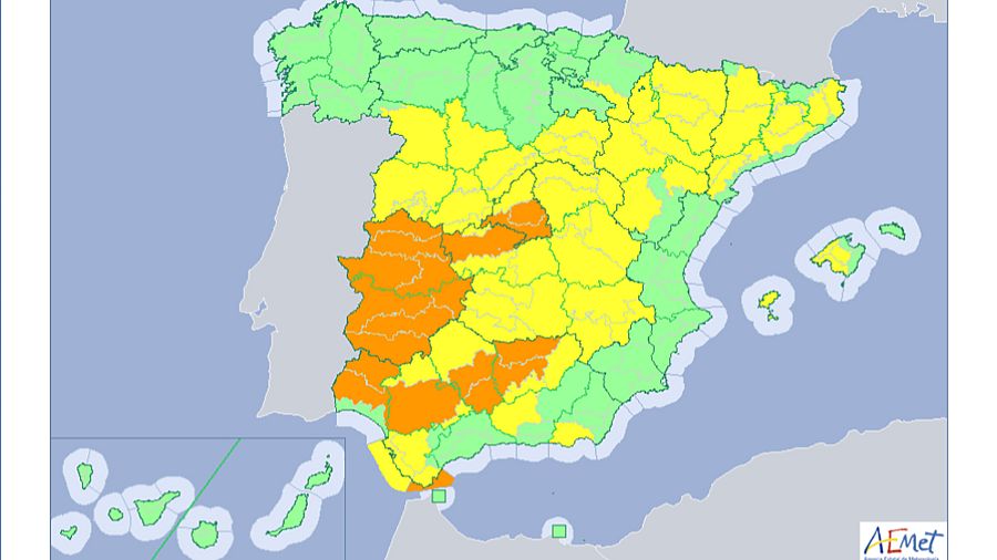 AEMET, previsión publicada el 1 de agosto de 2018