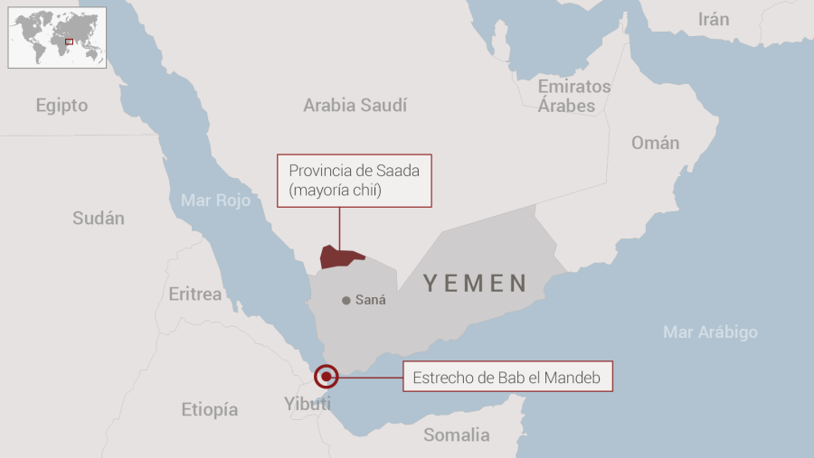 Ubicación de la provincia de Sadaa, donde se ha producido el bombardeo contra un autobús escolar